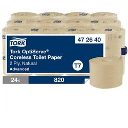 Papel higiénico tork sin núcleo T7 enrollado beige 2 capas