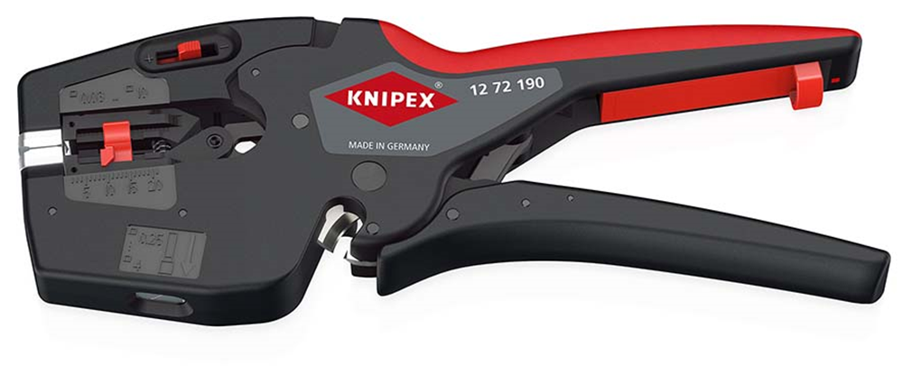 Utensile multifunzione Knipex nexstrip® per elettricisti | rivestimento in plastica antiscivolo | lunghezza 190 mm - 12 72 190 sb
