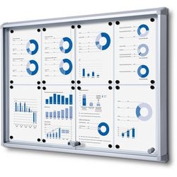 Lockable notice board showdown scsl8xa4 silver aluminum