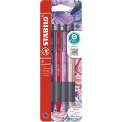 Stabilo pointball - penna a sfera - naturecolors wildflower - ricaricabile - custodia con 4 colori