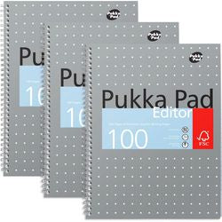 Bloque de conferencias pukka metálico forrado gris 100 páginas 3 piezas