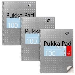 Blocco per lezioni Pukka grigio metallizzato a quadretti 100 pagine 3 pezzi
