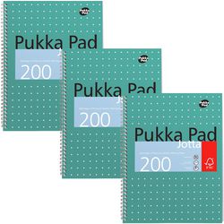 Bloque de conferencias pukka metálico forrado verde 200 páginas 3 piezas