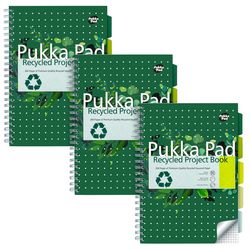Bloque de conferencias pukka reciclado A4 cuadros verde 200 páginas 3 piezas