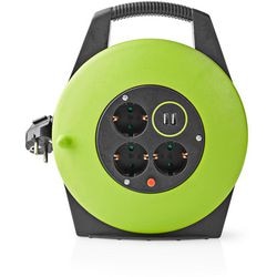 Nedis extension cable – 10 m – 3000w – earthed – 4 sockets – green black