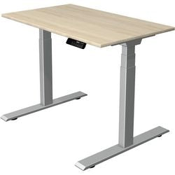 Scrivania sit-stand Kerkmann move 1 acero stabile, argento 1270 mm x 1000 mm