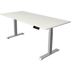 Scrivania sit-stand kerkmann move 1 stabile bianco, argento 1270 mm x 1800 mm