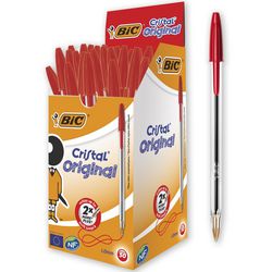 Bolígrafo bic cristal mediano 0,4 mm 50 piezas rojo