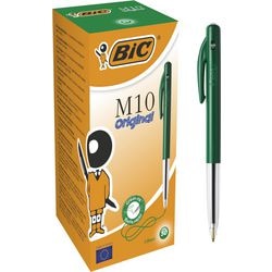 Penna a sfera BIC M-10 media verde con pulsante
