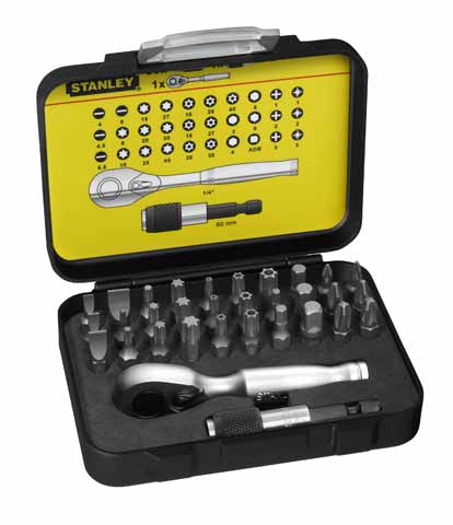 Set di punte per utensili manuali Stanley expert pro 1 4 - chiave a cricchetto (32 pezzi) - 1-13-904