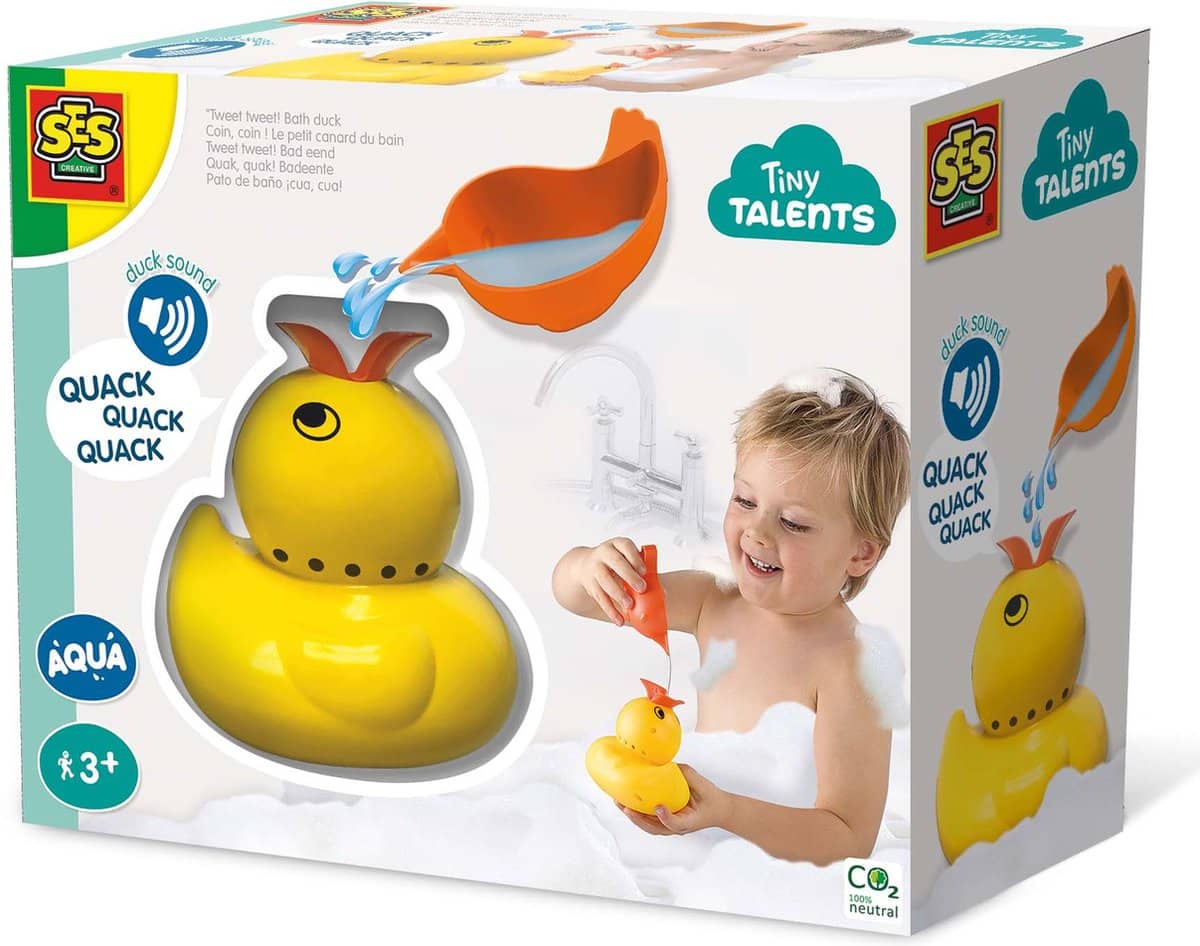 SES Tiny Talents Tweet Tweet Bad Duck Bath Toys con Scoop