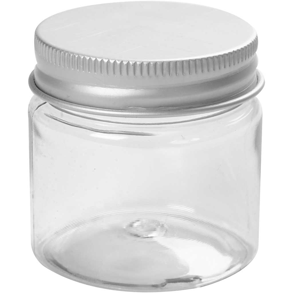 Creativ company tarro con tapón de rosca, h: 45 mm, d 44 mm, 50 ml, 10 piezas 1 caja