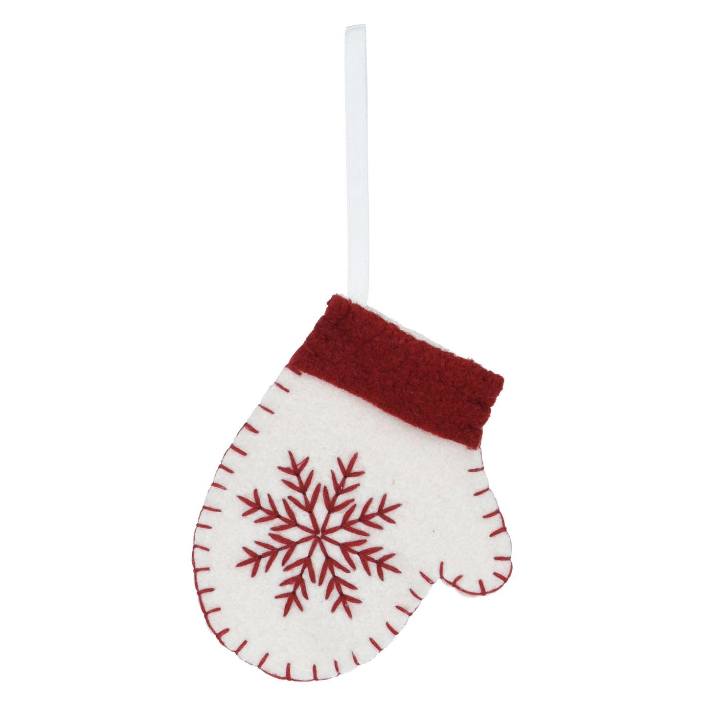 Calcetín de Navidad blanco rojo, 10 cm