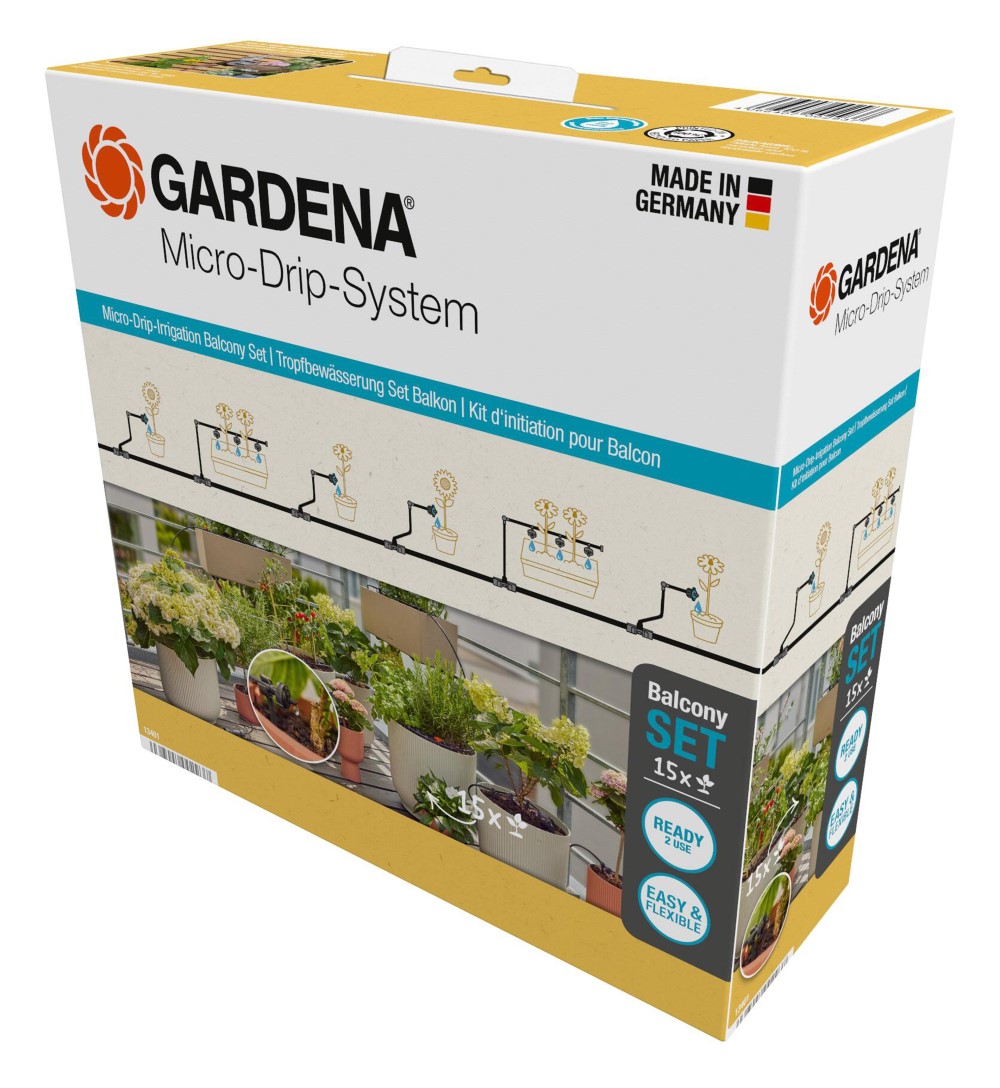Set di balconi di rimozione di micro-drip di gardena (15 piante)