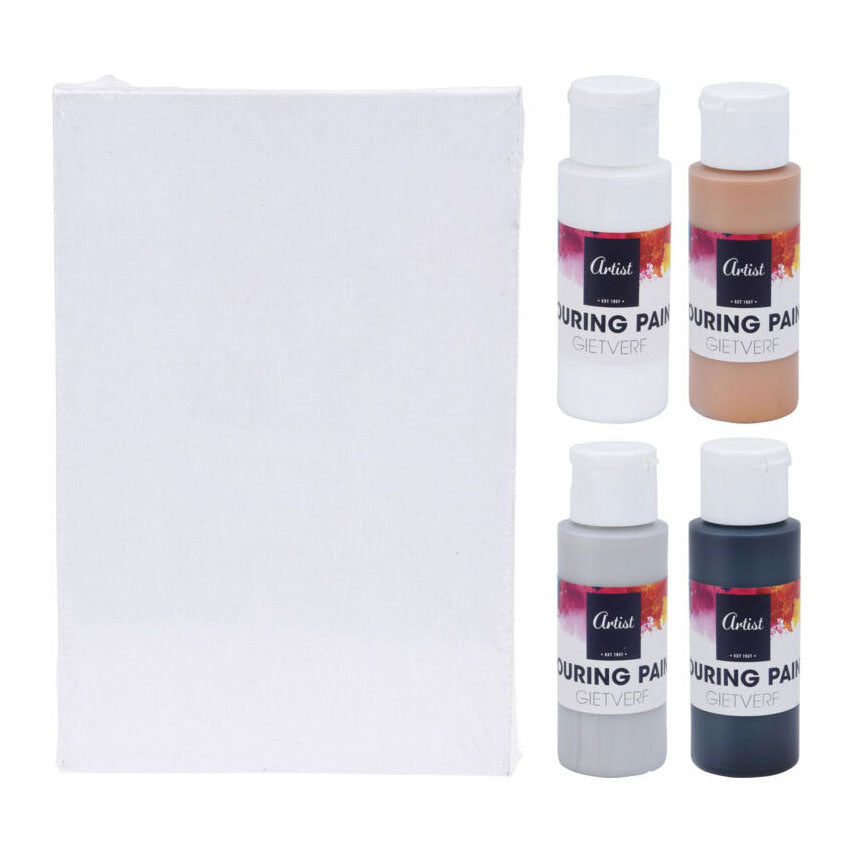 Vertido de pintura acrílica, 4 colores