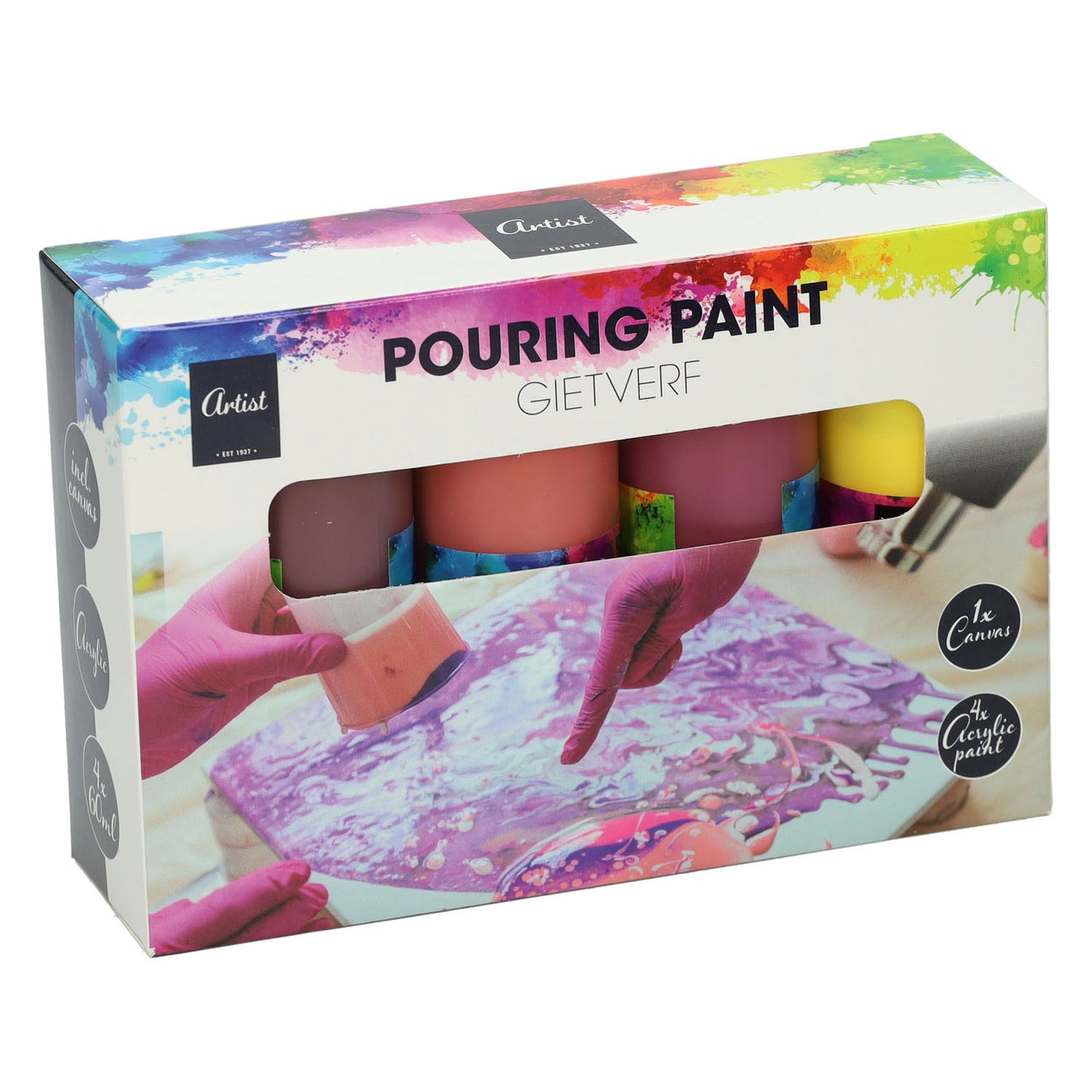 colata di vernice acrilica, 4 colori