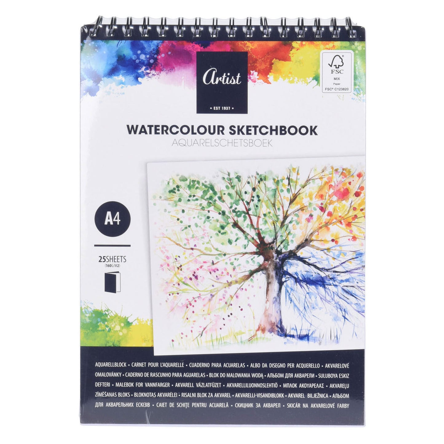 Libro da pittura ad acquerello a4, 25 fogli