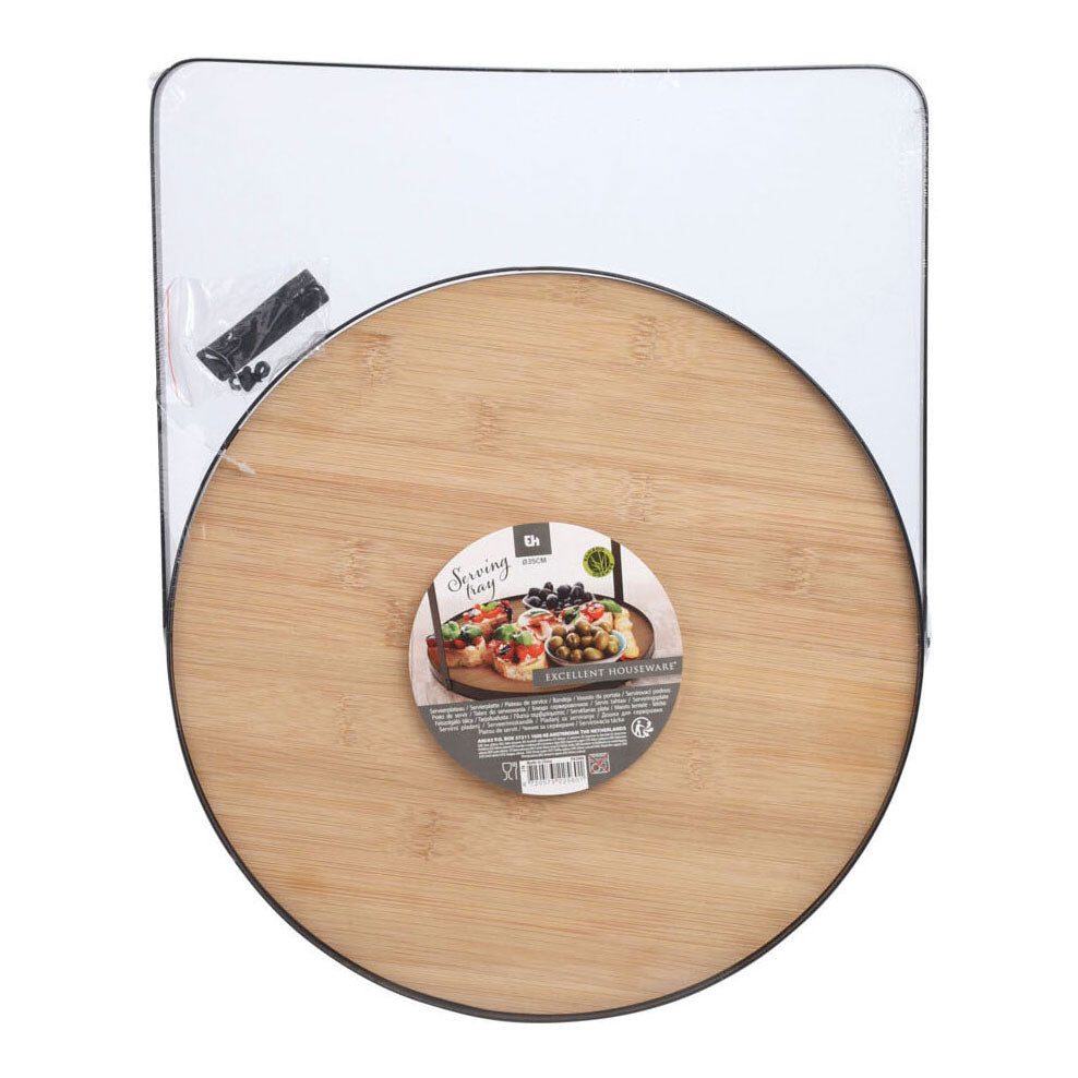 Altopiano di metallo di bambù, 35 cm