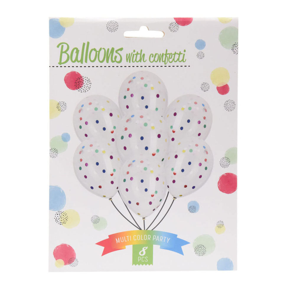Globos con confeti Multi Colors, 8st.