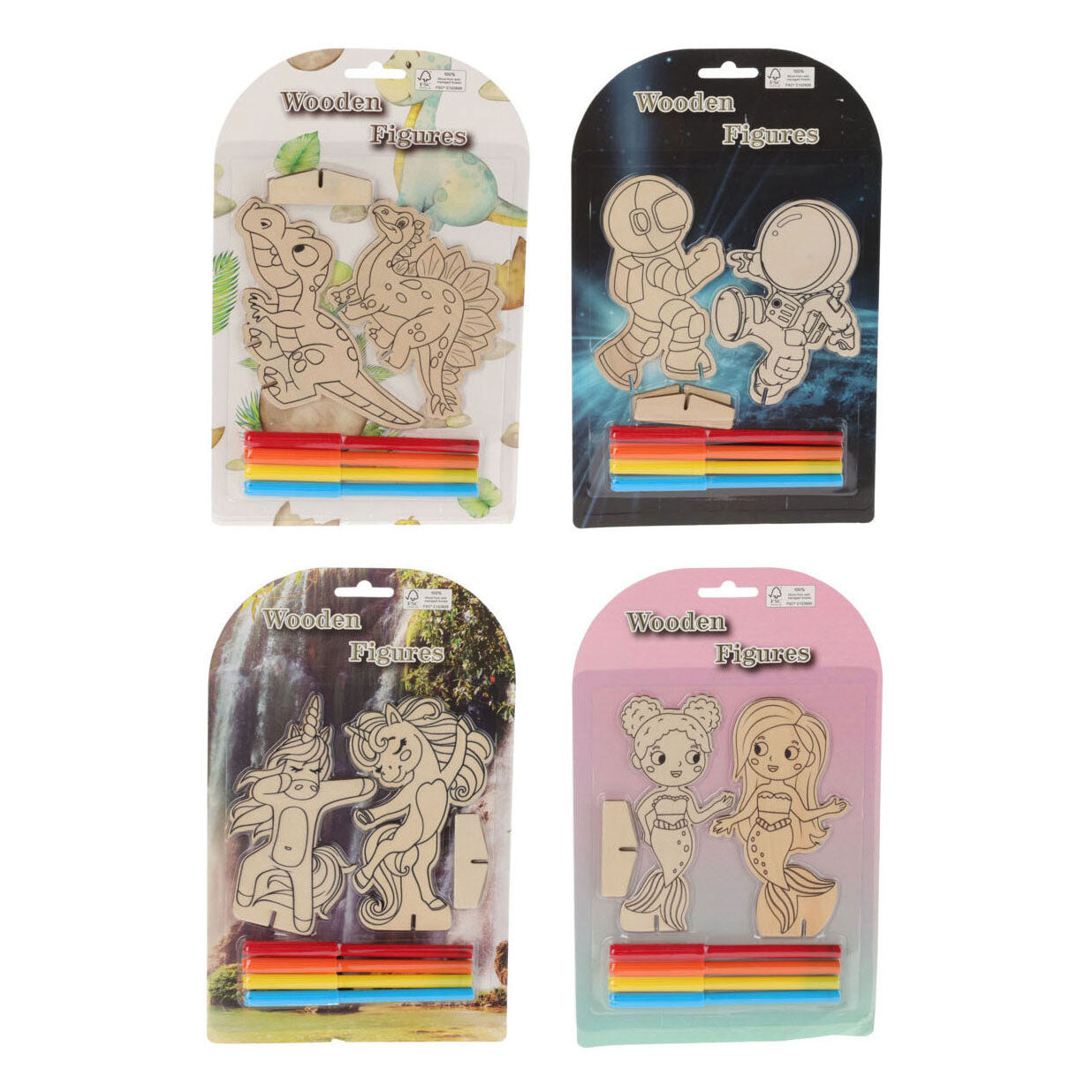 Figuras de temas de madera Conjunto de color