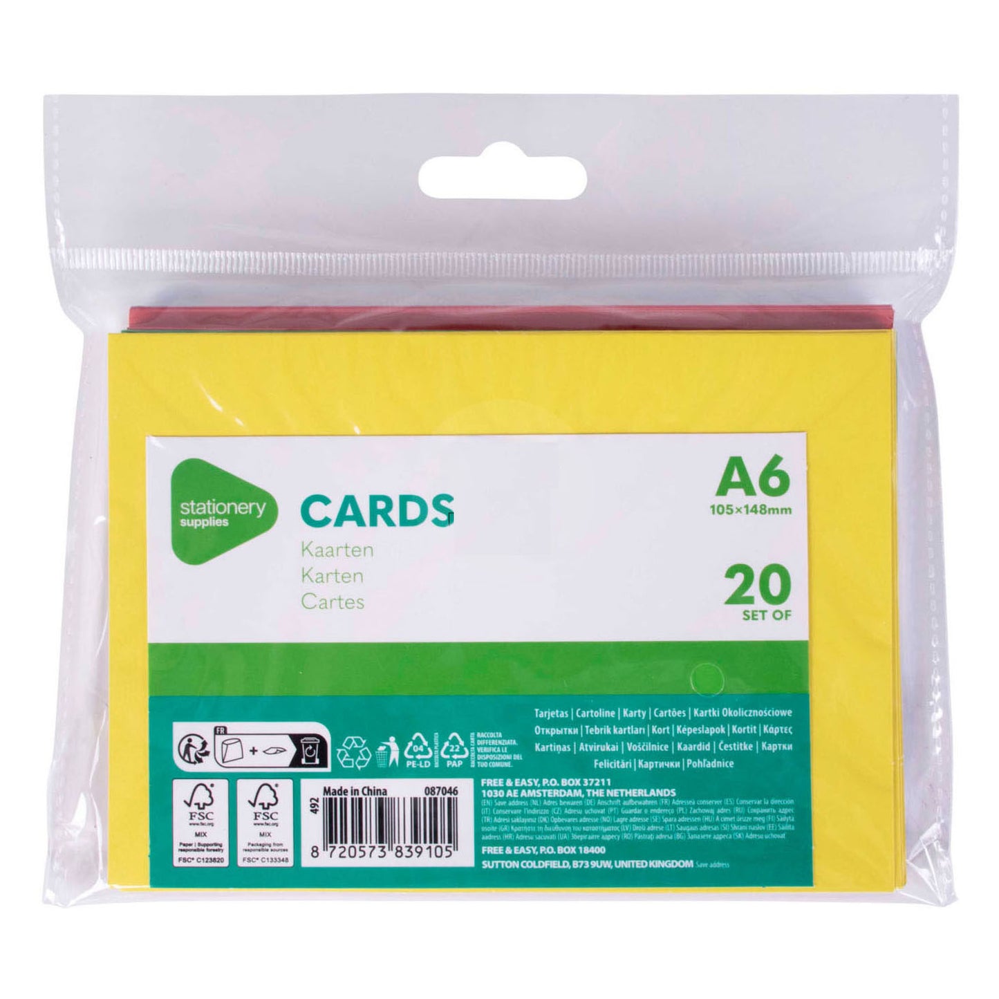 Carte colorate A6, 20 °.
