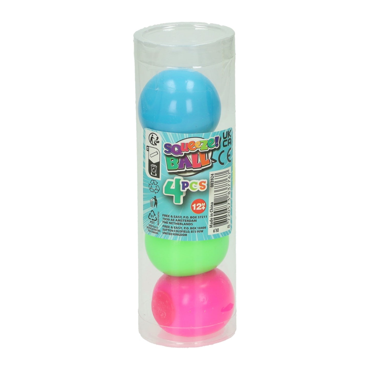 Bolas para apretar en color neón - 4 uds.