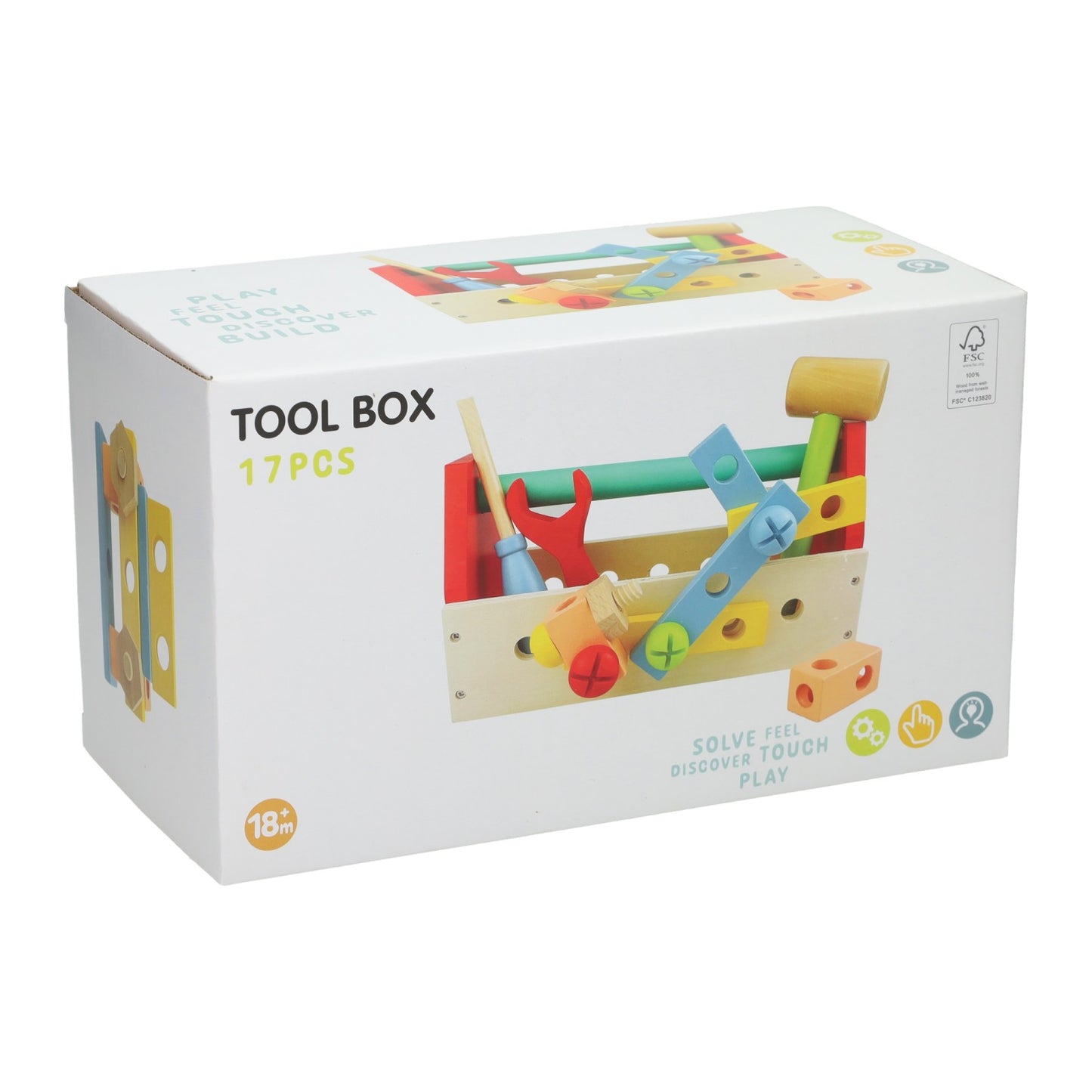 Cassetta degli attrezzi in legno per bambini - 25x12x14 cm