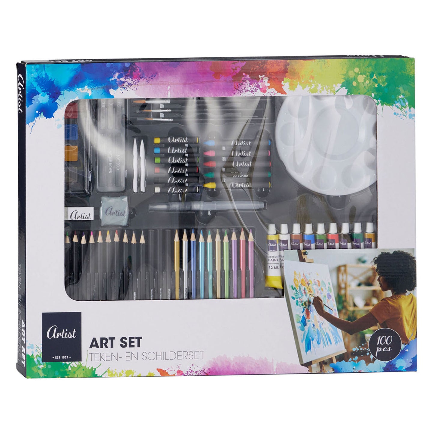 Set completo di pittura acrilico e acquerello - 100 pz.