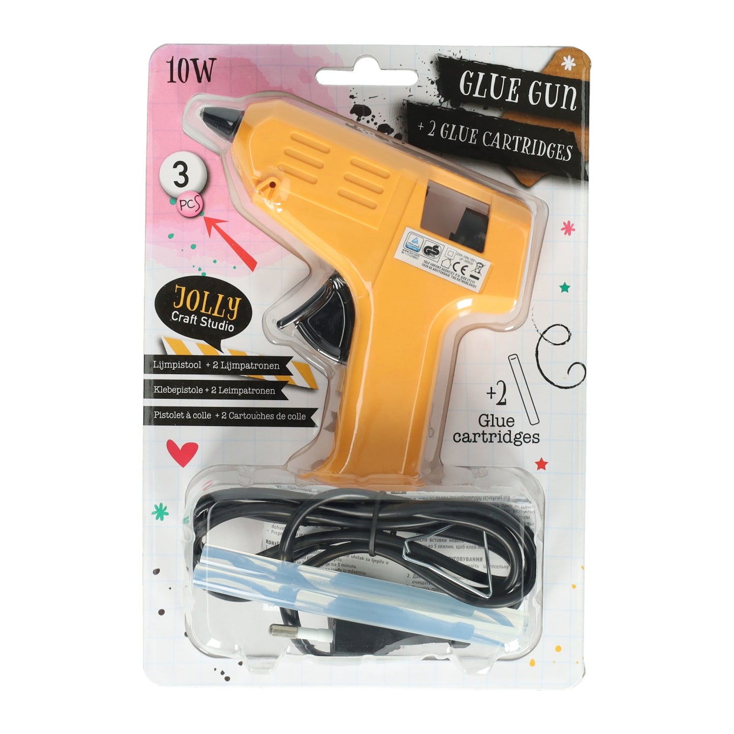 Pistola per colla da 10 watt con 2 cartucce di colla