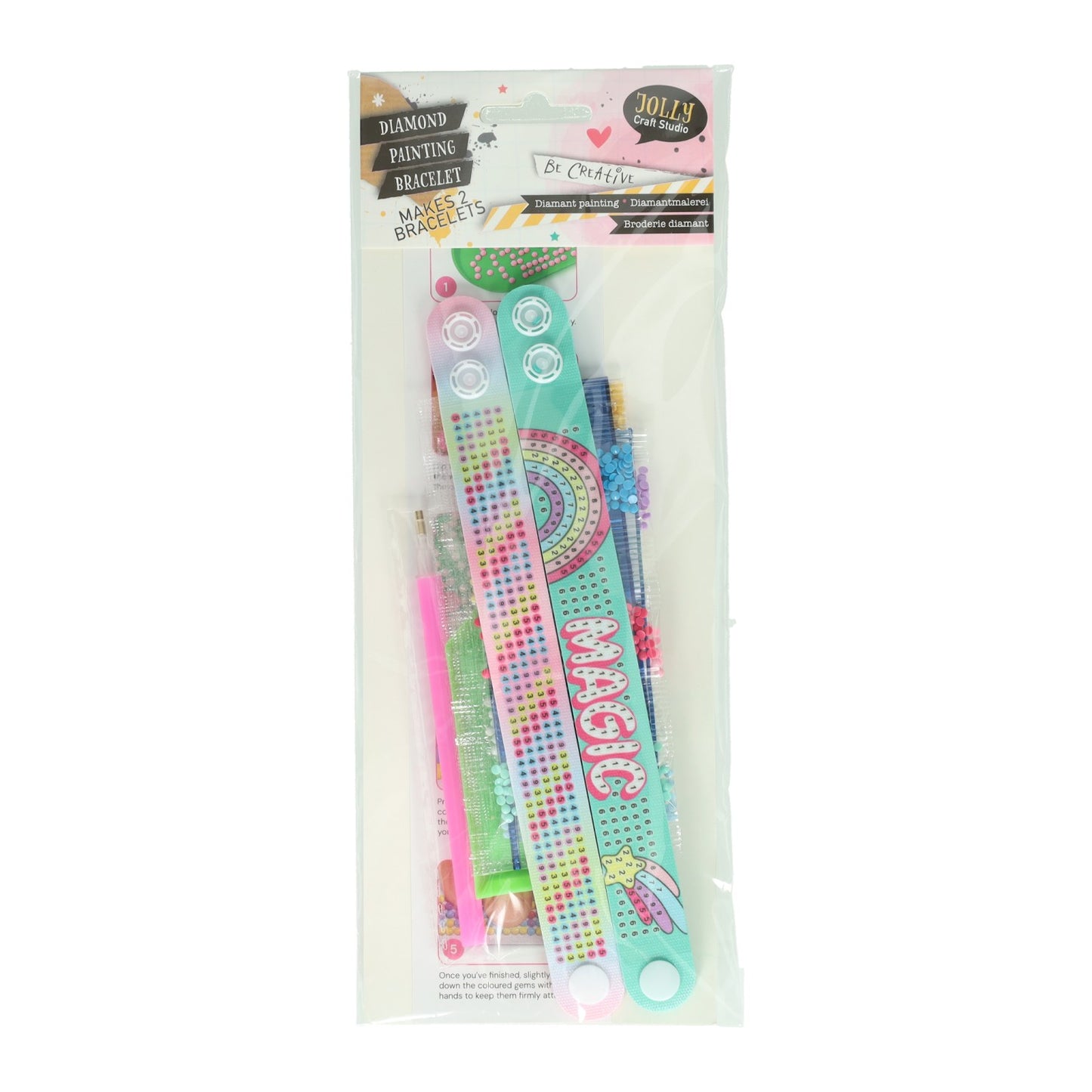 Set per realizzare braccialetti con pittura con diamanti - 2 pezzi.