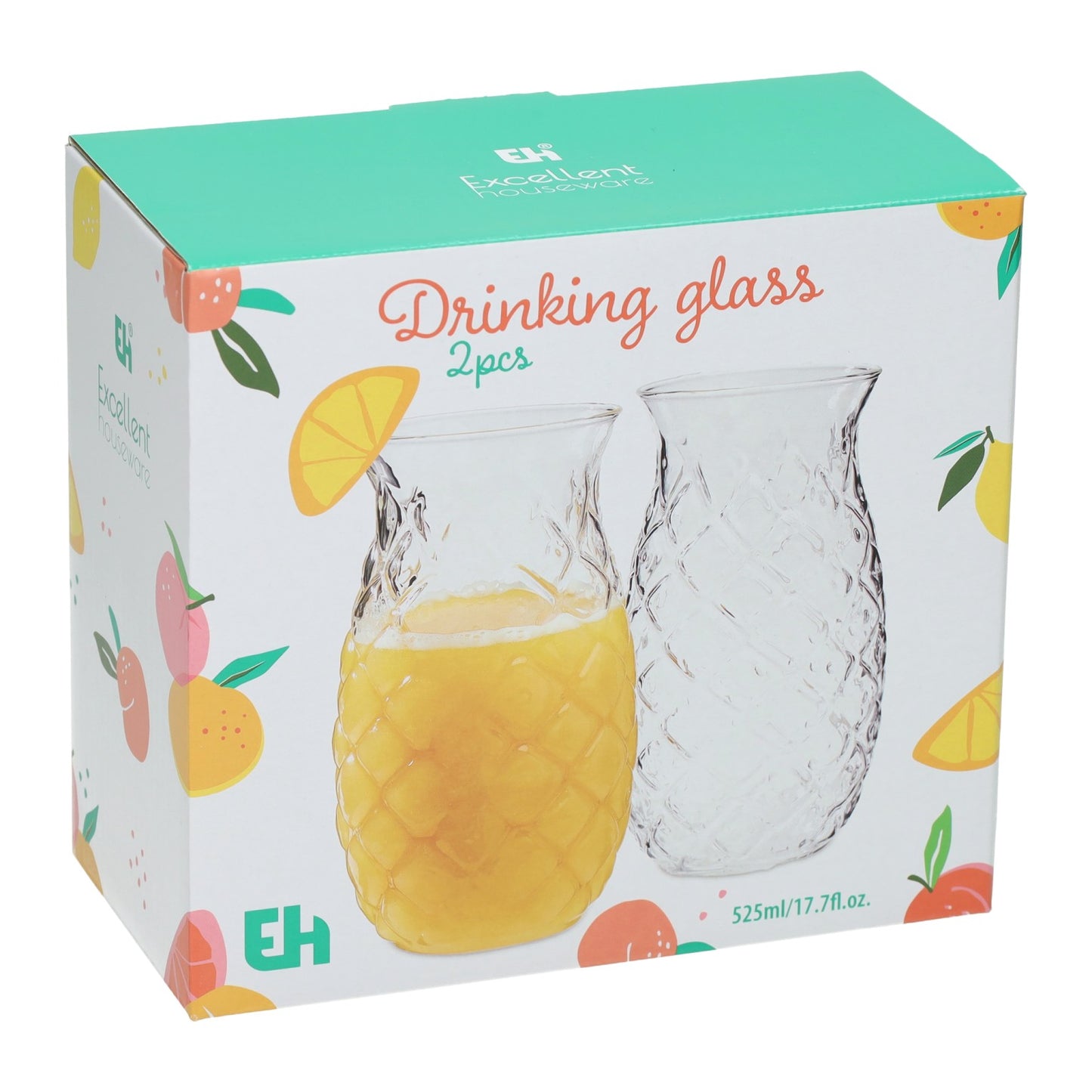 Juego de vasos con forma de piña 525ml - 2 uds.