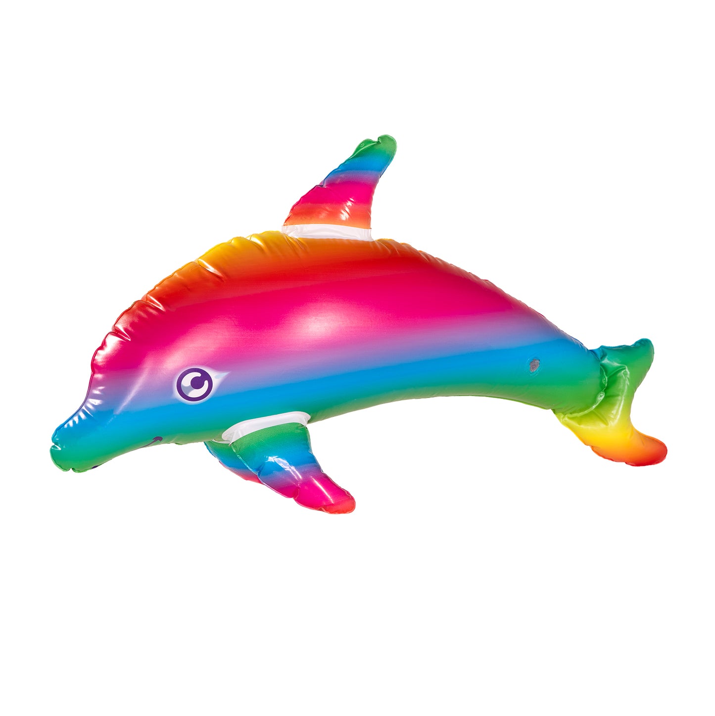 Delfino gonfiabile nei colori dell'arcobaleno
