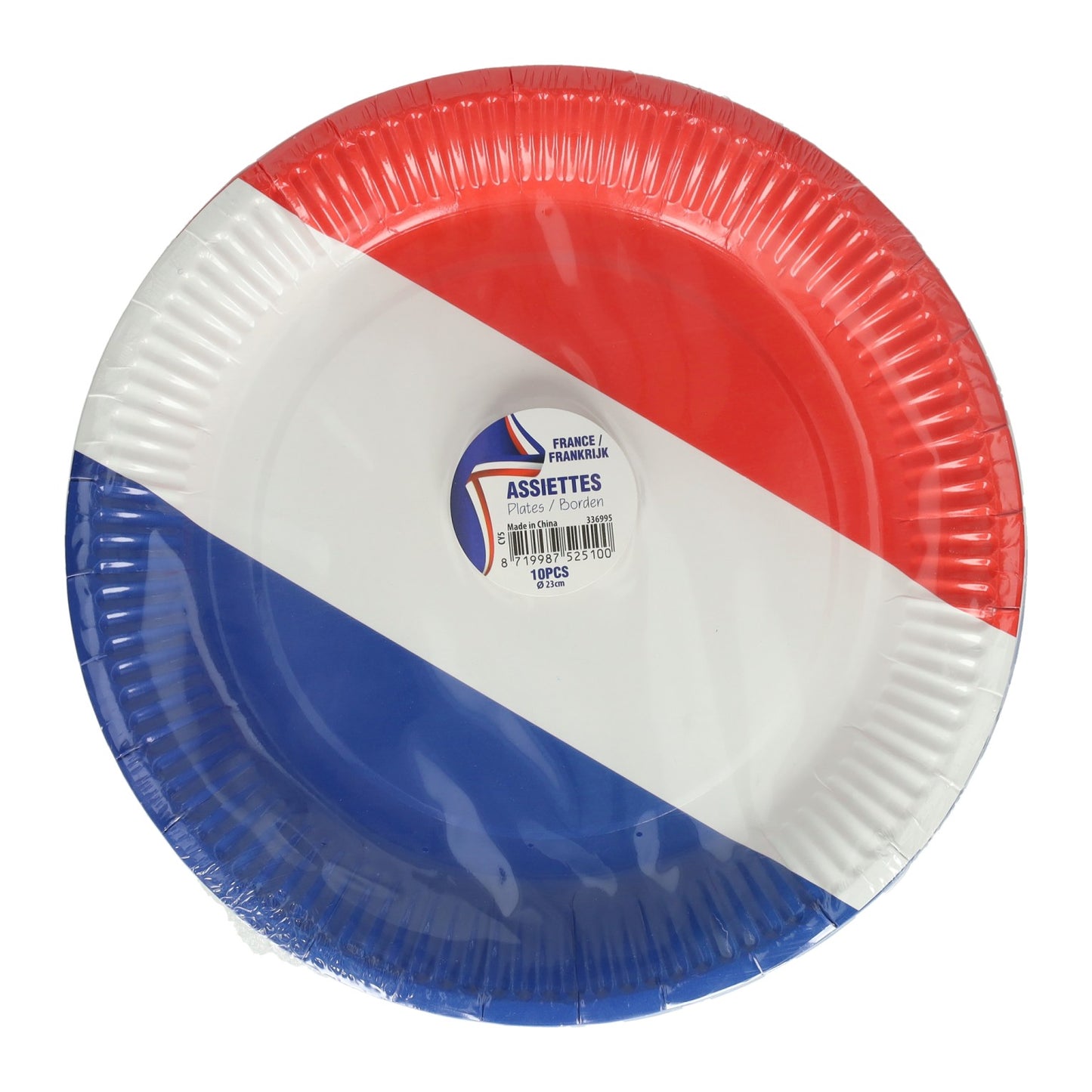 Piatto di carta 23 cm bandiera francese olandese