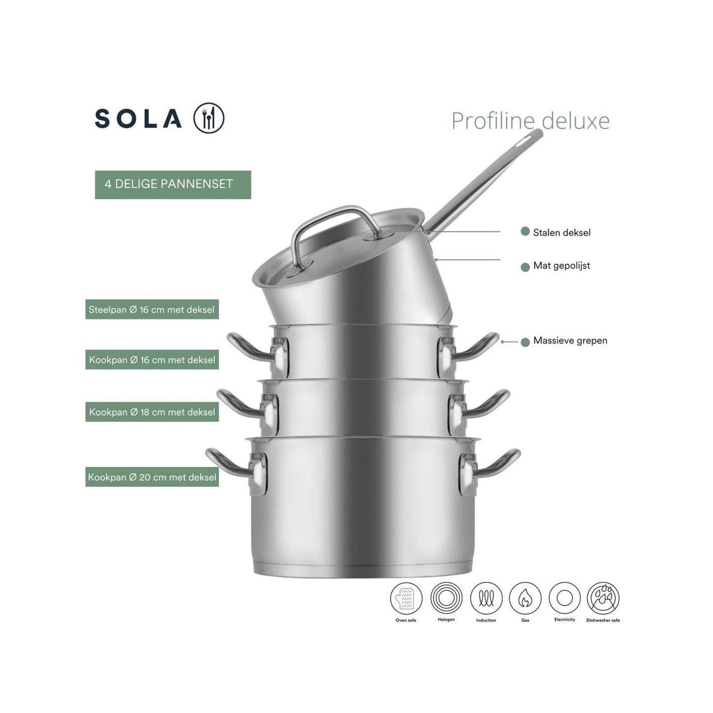 Set di padelle deluxe Sola profiline da 4 pezzi