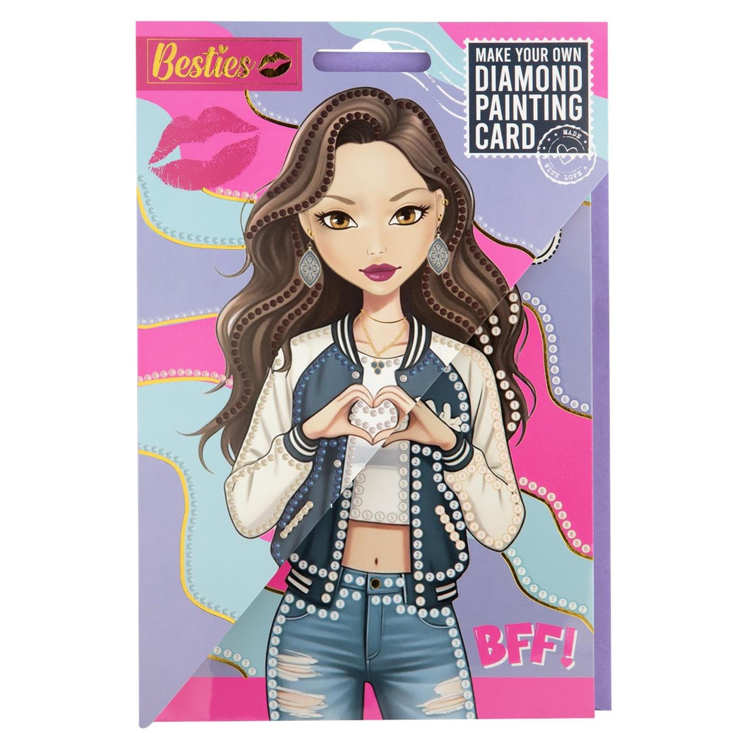 Biglietto per pittura con diamanti Besties + busta