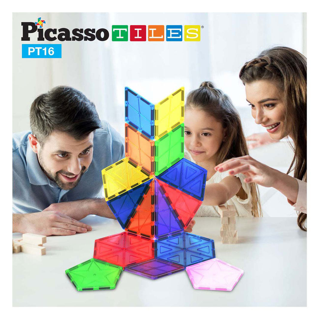 Picasso tiles tactic - constructiespeelgoed - magnetic tiles - magnetische tegels - geometry set - stem speelgoed - creatief bouwspeelgoed - 16-delig - vanaf 3 jaar