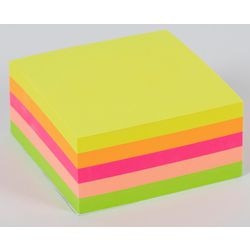 Notes office depot 76x76mm assorti neon zelfklevend herplaatsbaar 400 vel