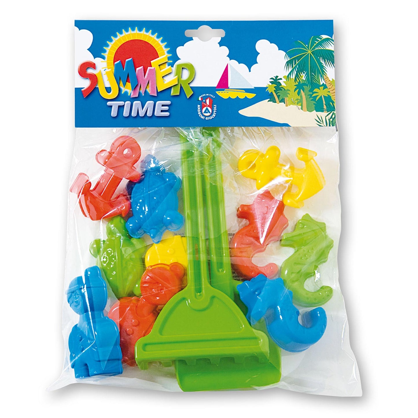 Forma de arena de Androni con cucharada y rastrillo