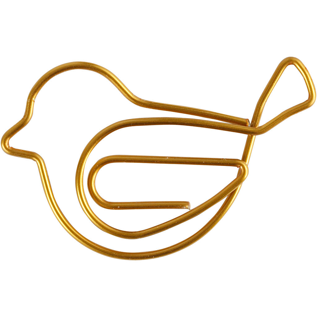 Clip aziendali Creativ, uccello, misura 32x40 mm, oro, 6 pezzi 1 scatola