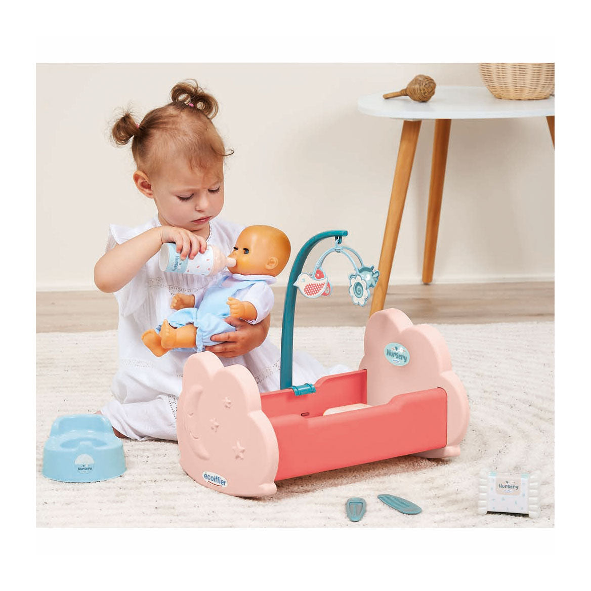 Cradla di bambola Ecoiffier con accessori, 6dlg.