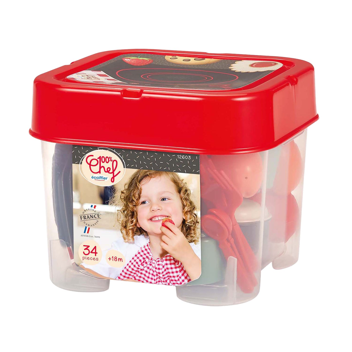 Ecoiffier 100% Chef Dining Set con campi da gioco, 34dlg.