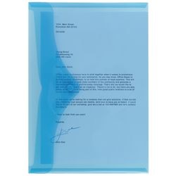 Carpeta para documentos office depot pp 180g m2 a4 33,5x23,5cm tapa azul. Pulsador de 100 hojas.