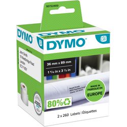 Dymo etichette etichettatrice ft 89 x 36 mm, bianco (2x 260 pezzi)