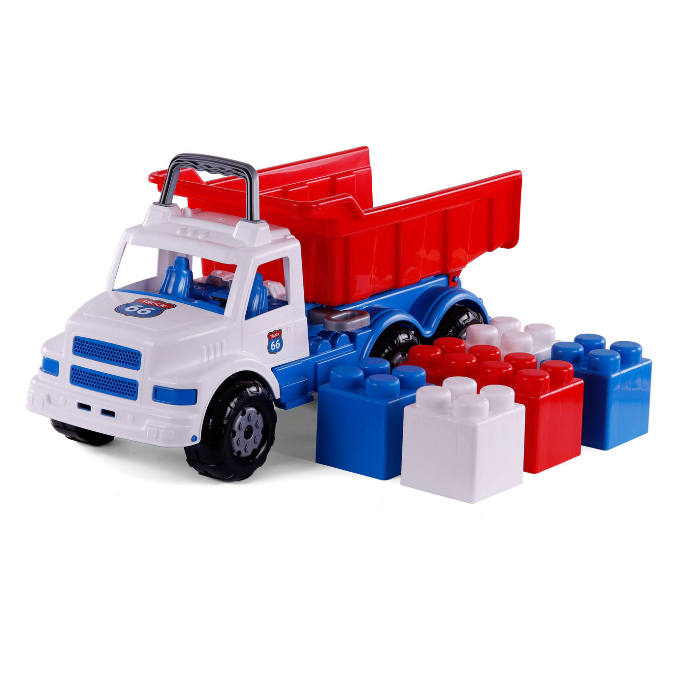 Cavallino Toys Cavallino Ruta 66 XL Kiepwagen con bloques de construcción