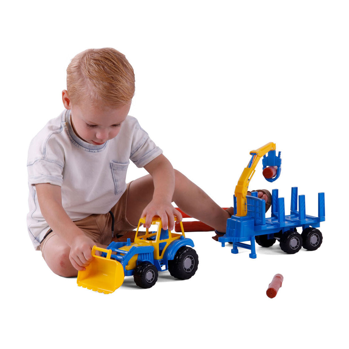 Cavallino Toys Cavallino Junior Tractor con rimorchio di rubinetto e legno, 46 cm