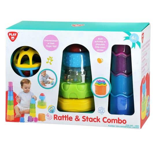 Rattle and Stack Combo Ratelball Stacking Tower e Stapel Cups
