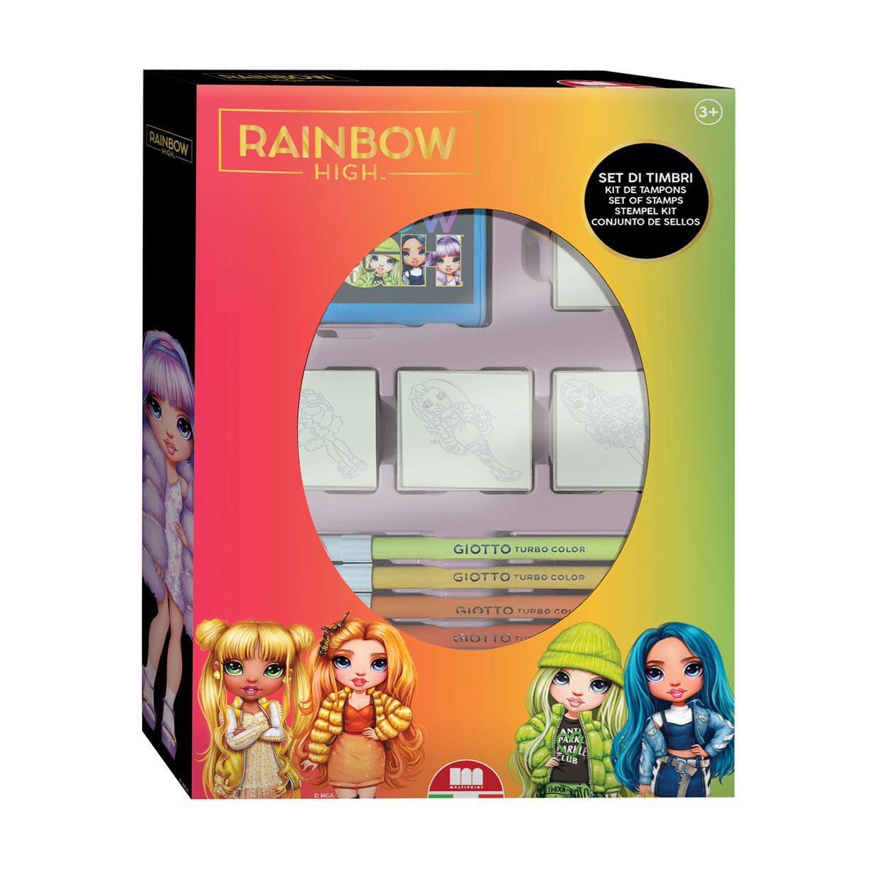 Conjunto de sellos altos de arcoiris multiprint con 4 sellos