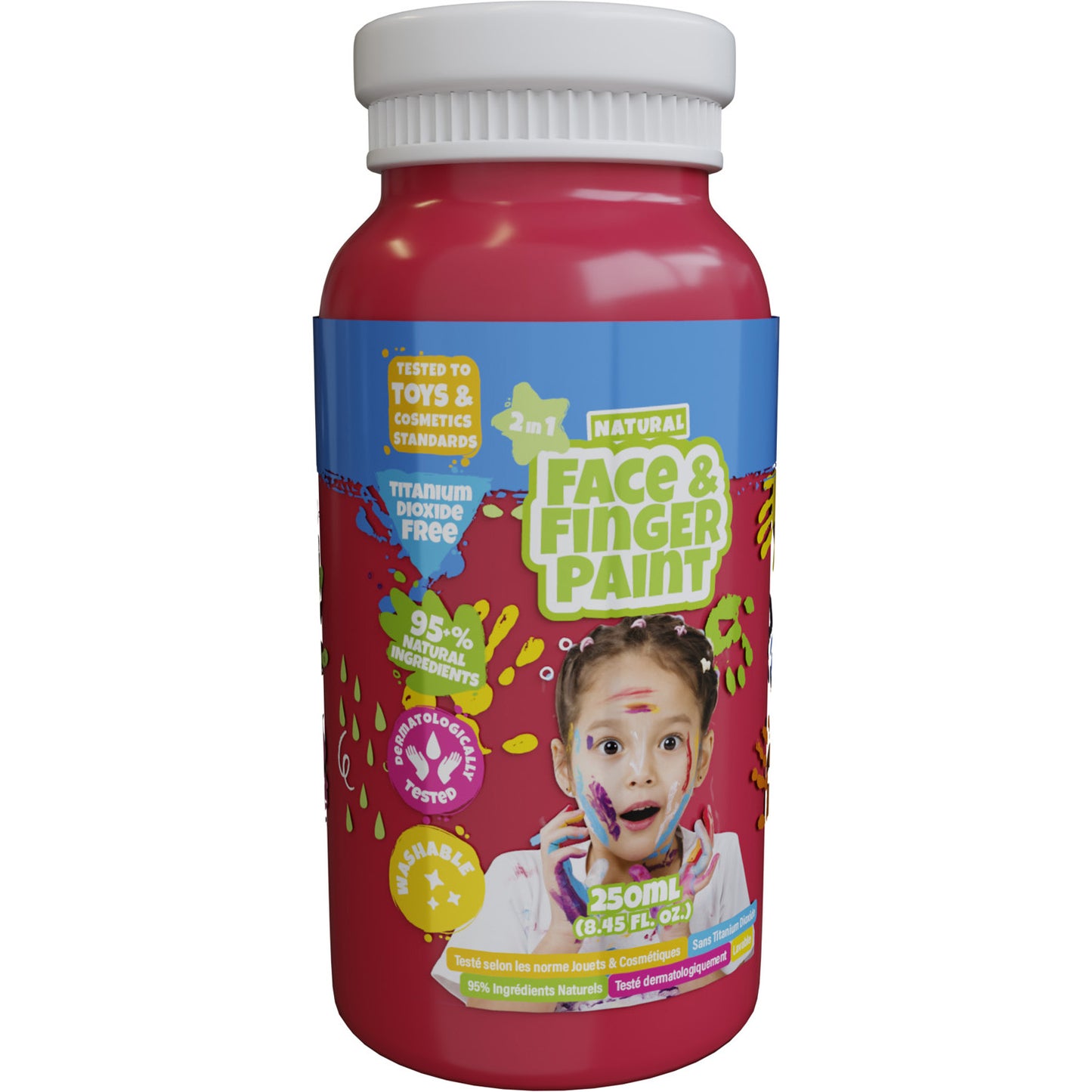 Boti Natural Face Fingerpaint Bottle Red, 250 ml