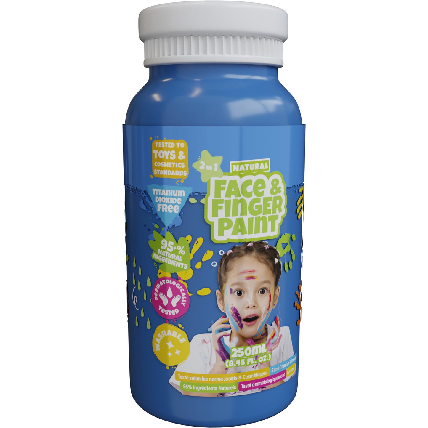 Botella de pintura de dedo de la cara natural de Boti, 250 ml