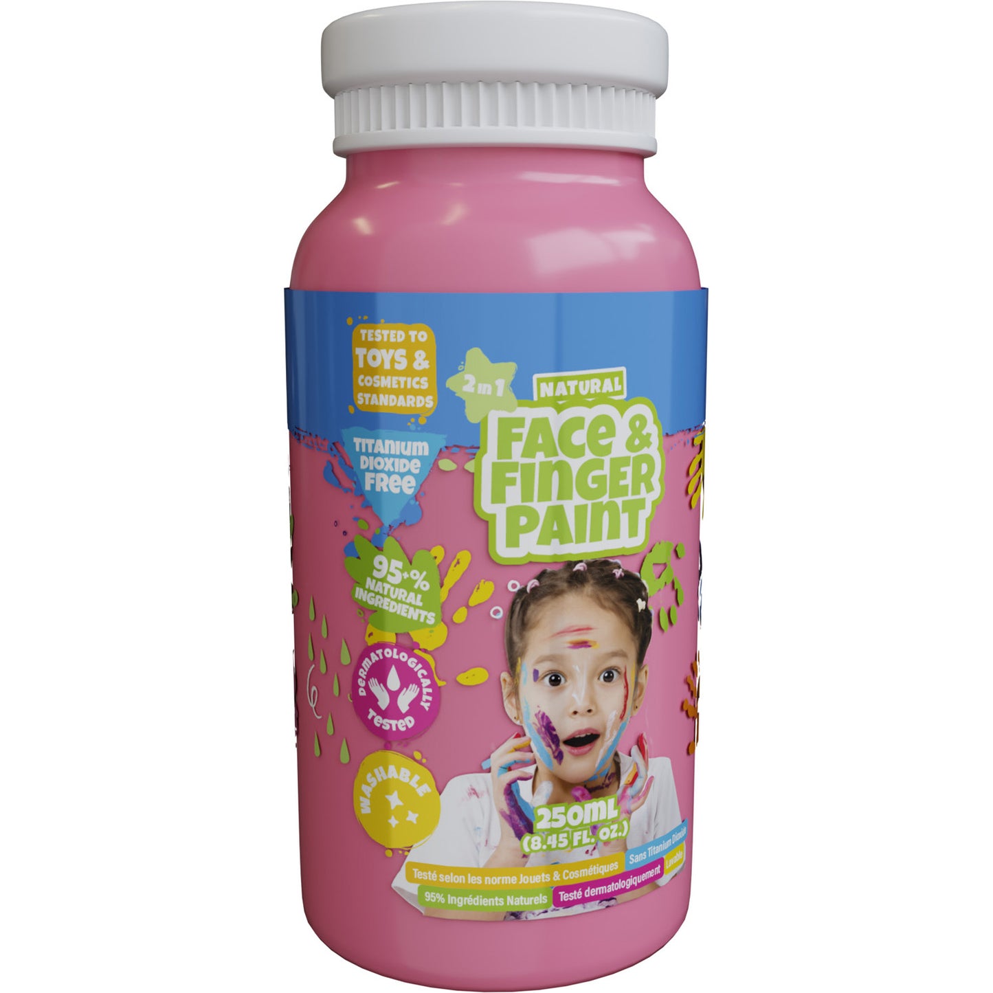 Botella de pintura de dedo de la cara natural de Boti, 250 ml